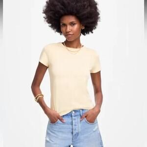 NWT MADEWELL Essential Slim Tee in Lightweight Cotton Pale Chamois S